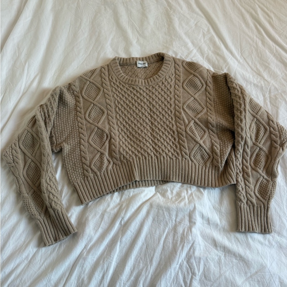 Sunday Best Cable Knit Cropped Sweater - Brown